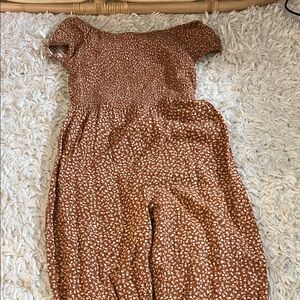 Art Class Brown and White Polka Dot Jumpsuit
